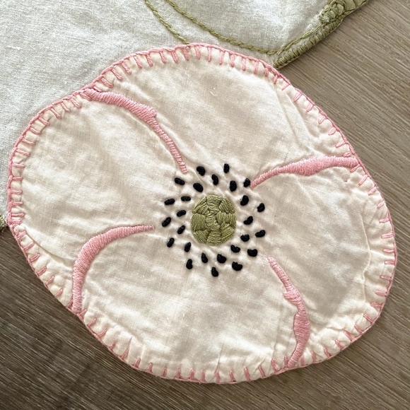 VTG 1920s 1930s Curtain Panel Summer Coverlet Applique Flowers 69.5 x 75" - Picture 7 of 9